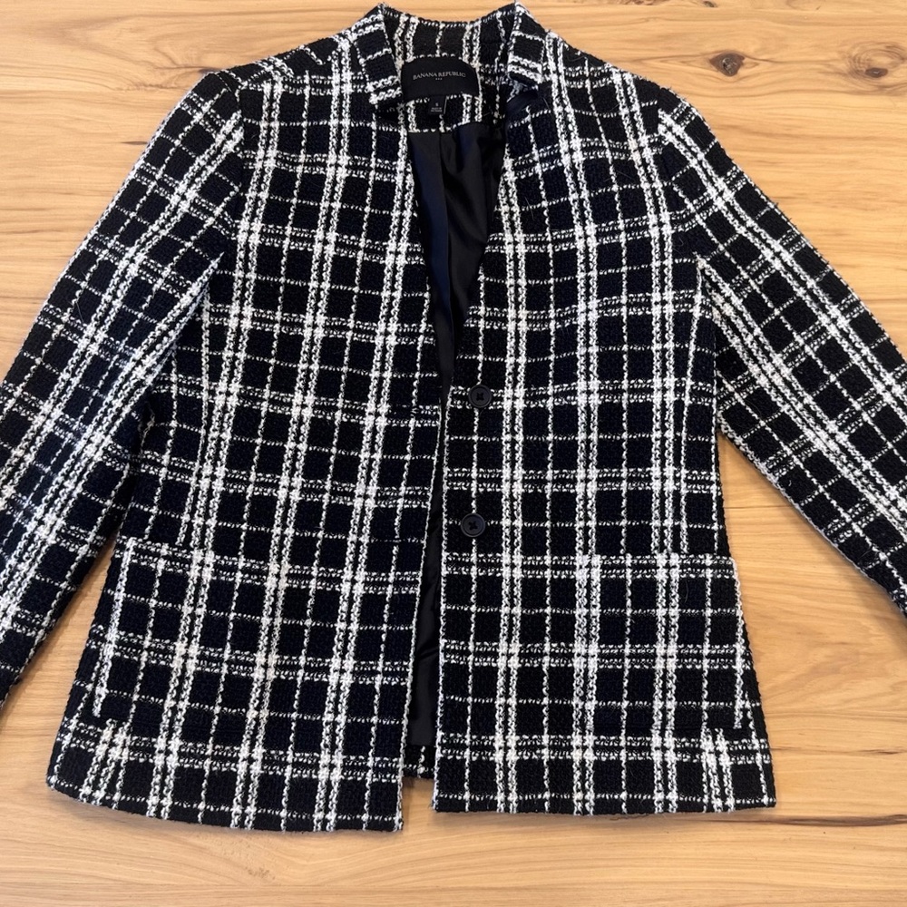 Banana Republic Black and White Tweed Jacket